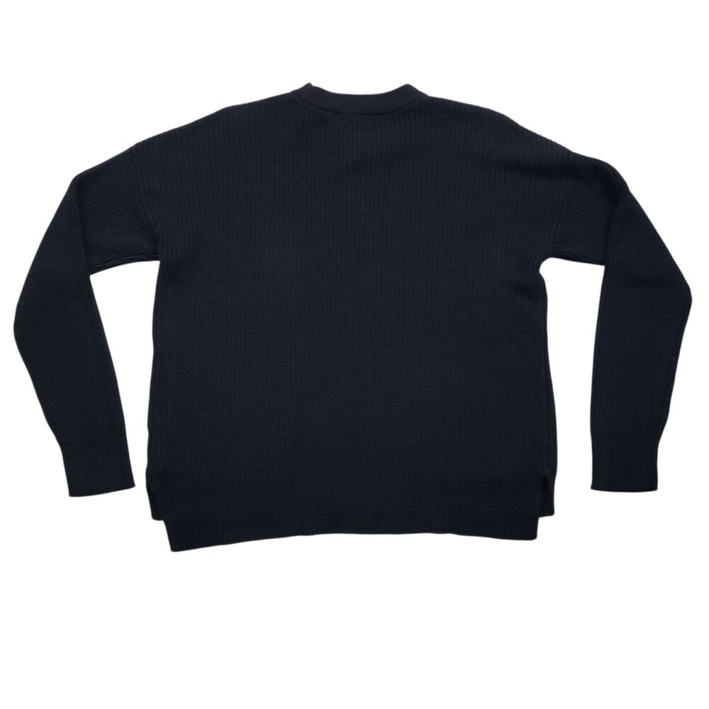 Madewell Patch Pocket Pullover Sweater Womens Medium Black Knit Crewneck - Picture 8 of 10